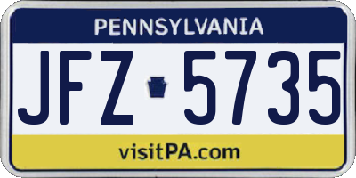 PA license plate JFZ5735