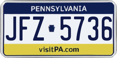 PA license plate JFZ5736