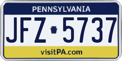 PA license plate JFZ5737