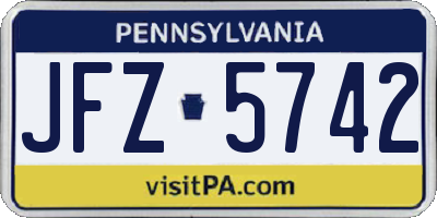 PA license plate JFZ5742