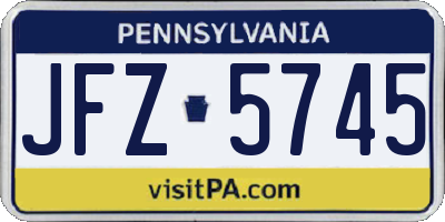 PA license plate JFZ5745
