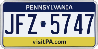 PA license plate JFZ5747