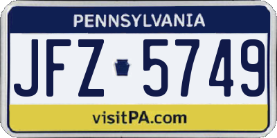 PA license plate JFZ5749