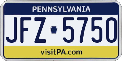 PA license plate JFZ5750