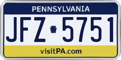 PA license plate JFZ5751