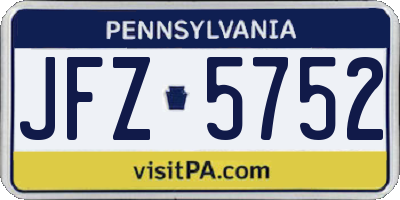 PA license plate JFZ5752