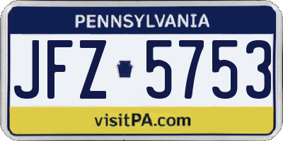 PA license plate JFZ5753