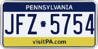 PA license plate JFZ5754