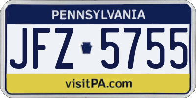 PA license plate JFZ5755