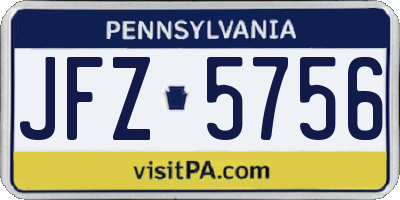 PA license plate JFZ5756