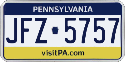 PA license plate JFZ5757