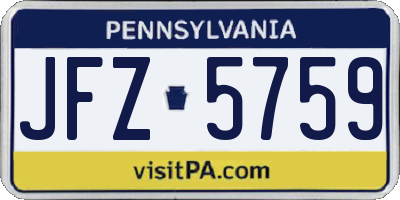 PA license plate JFZ5759