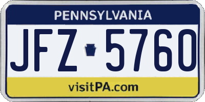 PA license plate JFZ5760