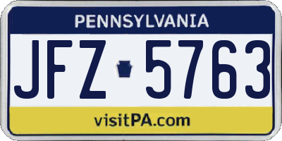 PA license plate JFZ5763