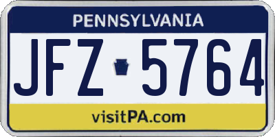 PA license plate JFZ5764