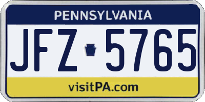 PA license plate JFZ5765