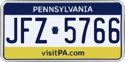 PA license plate JFZ5766