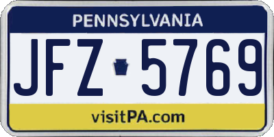PA license plate JFZ5769