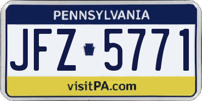 PA license plate JFZ5771