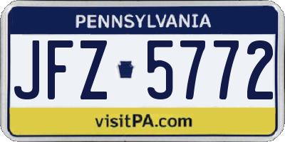 PA license plate JFZ5772