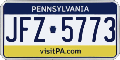 PA license plate JFZ5773
