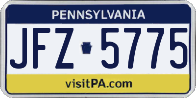 PA license plate JFZ5775
