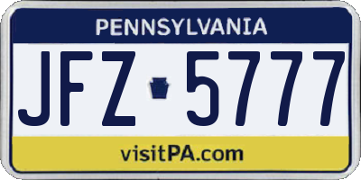 PA license plate JFZ5777
