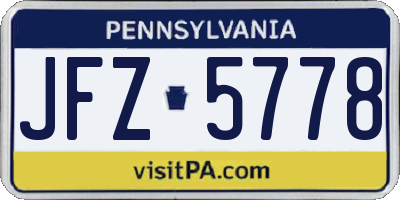PA license plate JFZ5778