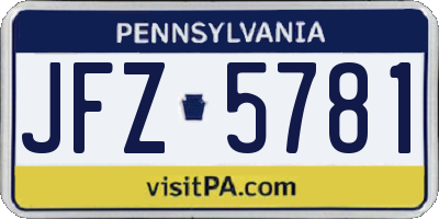 PA license plate JFZ5781
