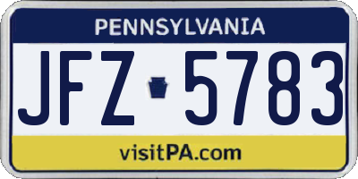 PA license plate JFZ5783