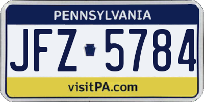 PA license plate JFZ5784