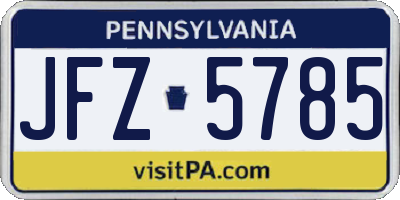 PA license plate JFZ5785