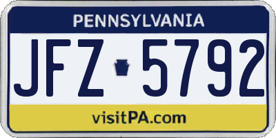 PA license plate JFZ5792
