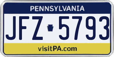 PA license plate JFZ5793