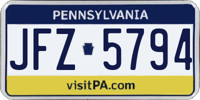 PA license plate JFZ5794
