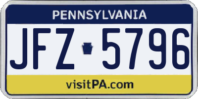 PA license plate JFZ5796