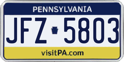 PA license plate JFZ5803