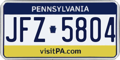 PA license plate JFZ5804
