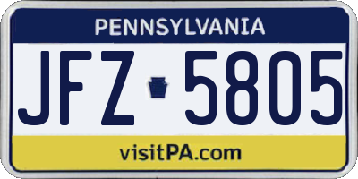 PA license plate JFZ5805