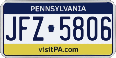 PA license plate JFZ5806