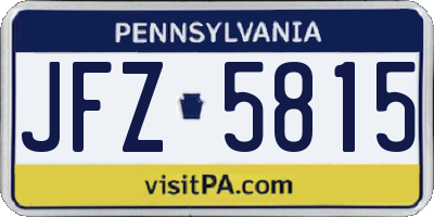 PA license plate JFZ5815