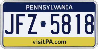 PA license plate JFZ5818