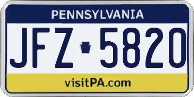 PA license plate JFZ5820