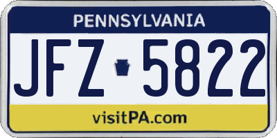 PA license plate JFZ5822