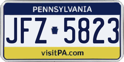 PA license plate JFZ5823
