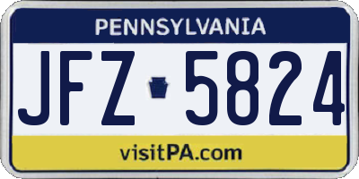 PA license plate JFZ5824