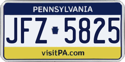 PA license plate JFZ5825