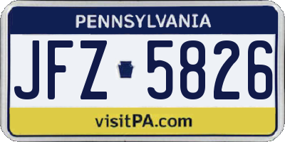PA license plate JFZ5826