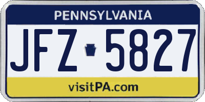 PA license plate JFZ5827