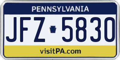 PA license plate JFZ5830